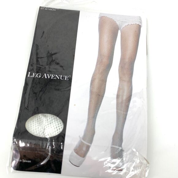Leg Avenue White Fishnet Stockings Cosplay Costume Halloween Theater - Picture 1 of 5